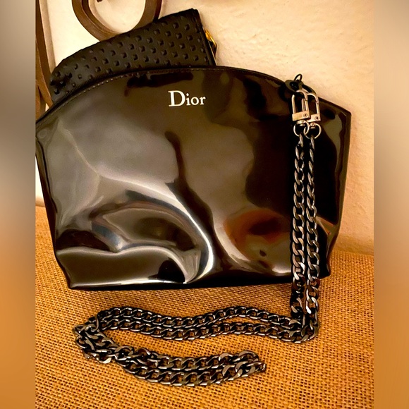 Authentic Dior Beauty bag/ new gunmetal, Crossbody chain with additional pouch - Picture 1 of 14
